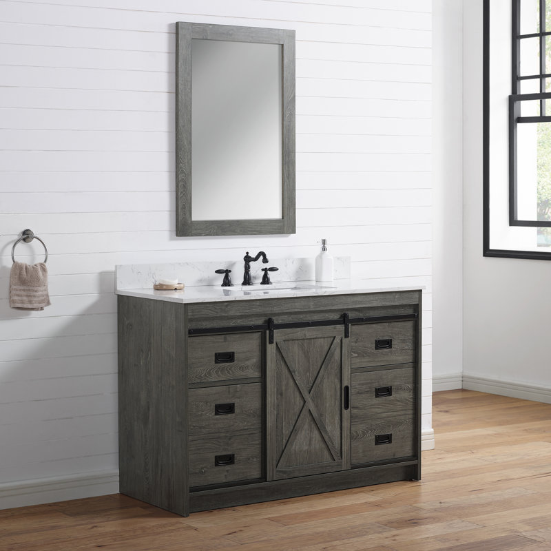 Sand & Stable Jillian 48'' Free-standing Single Bathroom Vanity with Engineered Stone Vanity Top ...